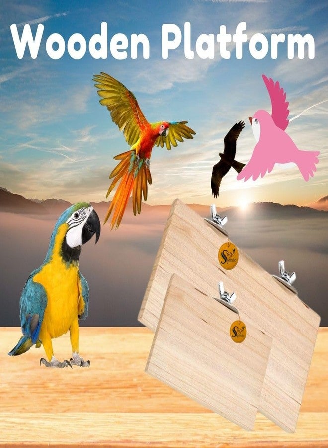 Sage Square Wooden Stand Platform Made of Natural Wood Combo of Two (6 * 4.5 & 12 * 4.5 inches) Rectangle Shaped Perch Stand, Cage Accessories, Gym, Playful Toy, Suitable for Birds, Parrots, Budgies - Image 3